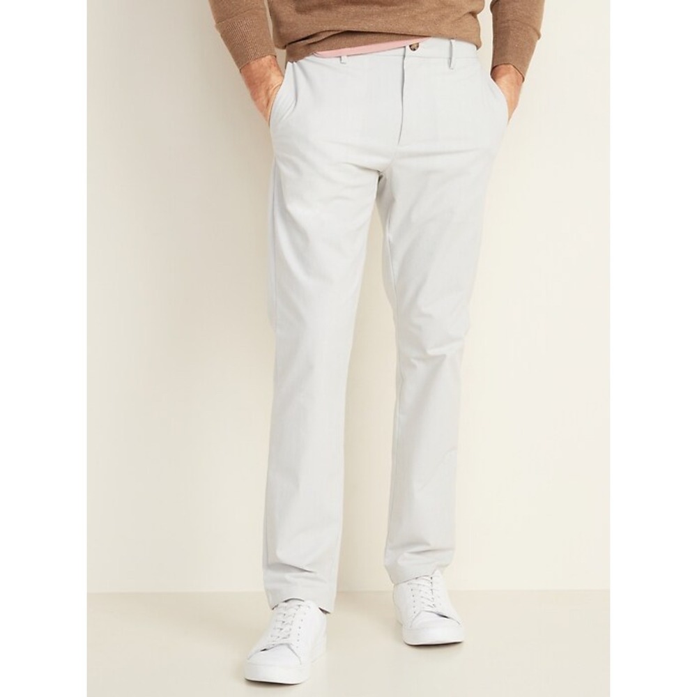 NWT Old Navy Ultimate Slim Built-In Flex Khaki Pants Light Gray Chinos 36x32